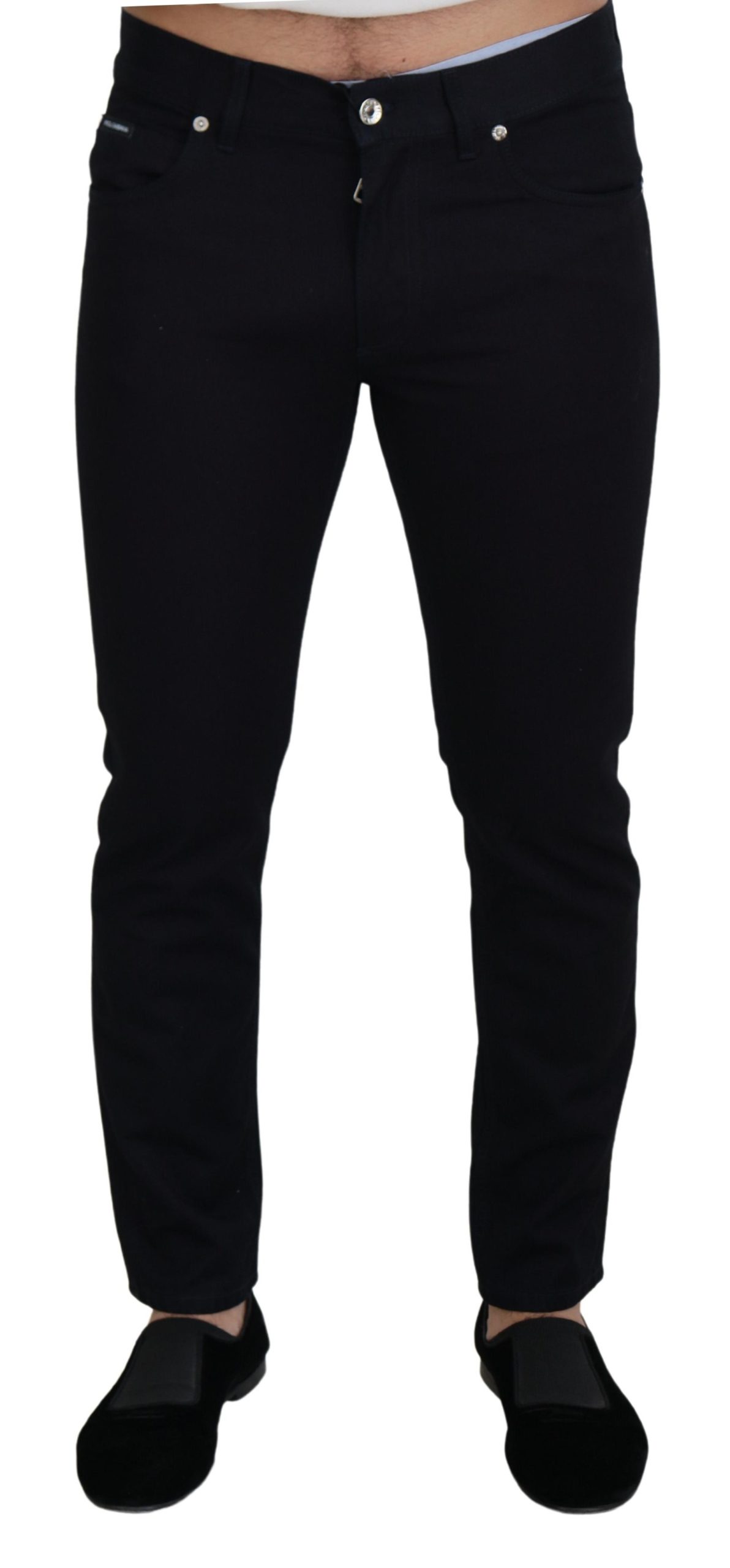 Black Dolce & Gabbana Elegant Black Silk Blend Denim Pants IT48 | M