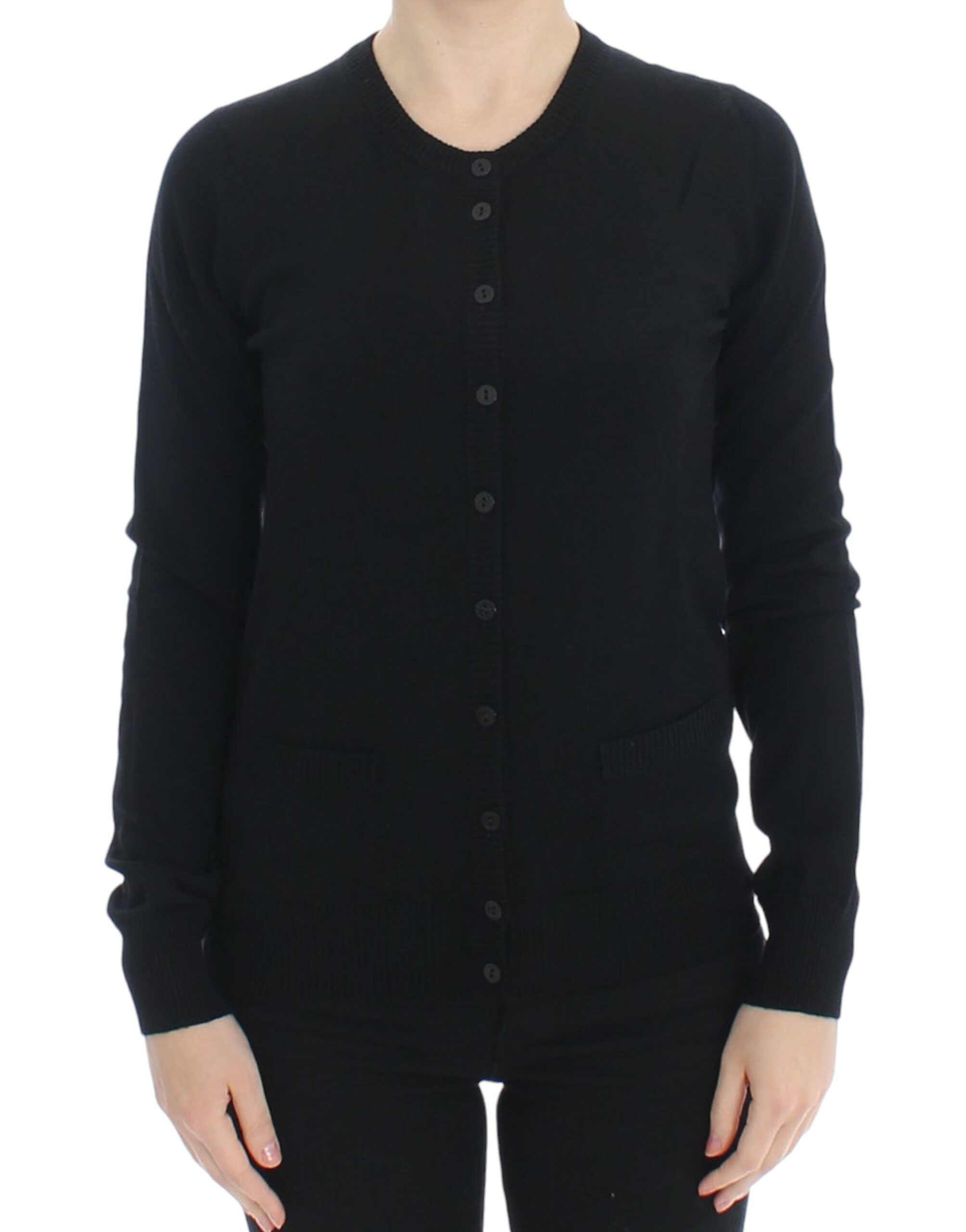 Black Dolce & Gabbana Elegant Black Wool Cardigan Sweater IT46|XL