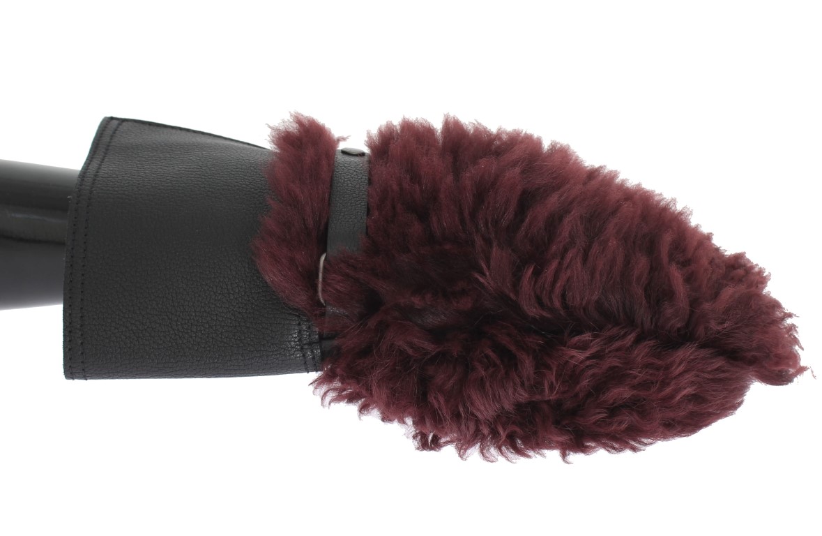 Dolce Gabbana Elegant Black Bordeaux Leather Gloves 8,5