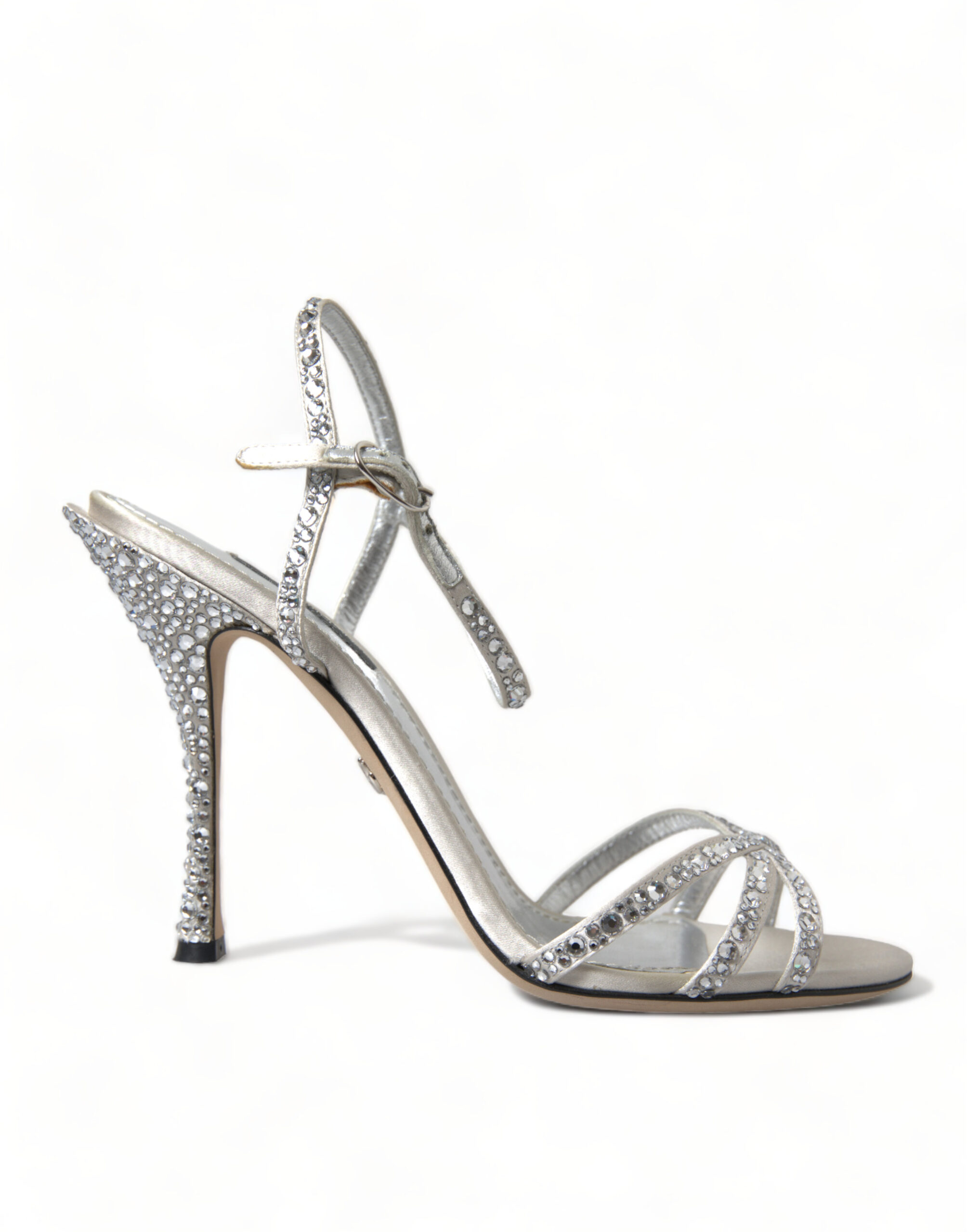 Silver Dolce & Gabbana Elegant Crystal Embellished Heels Sandals EU36.5/US6