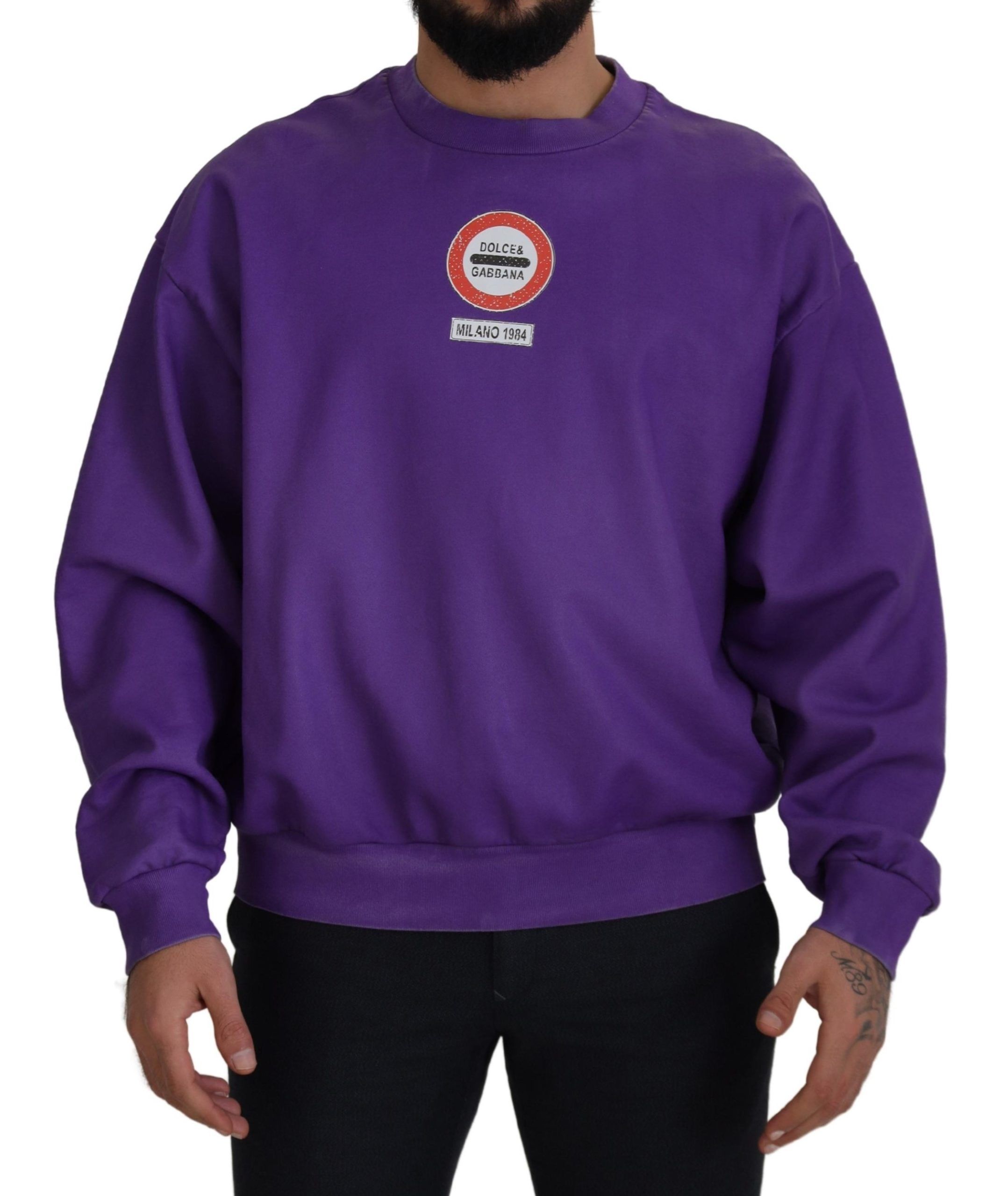 Purple Dolce & Gabbana Elegant Purple Cotton Crewneck Sweater IT48 | M