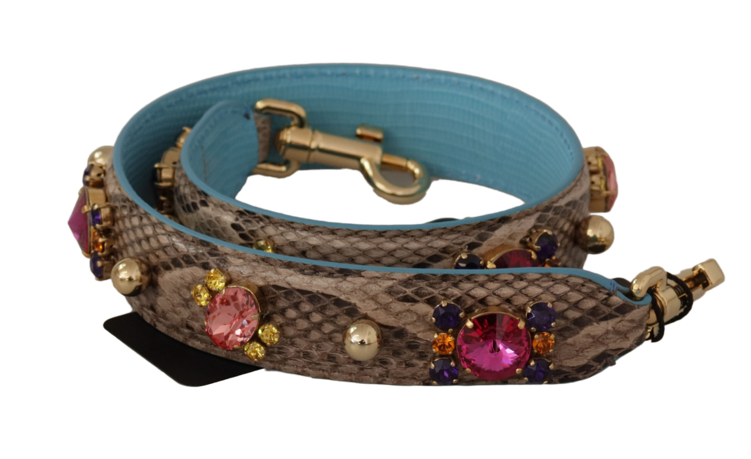 Brown Dolce & Gabbana Elegant Python Leather Shoulder Strap Accessory