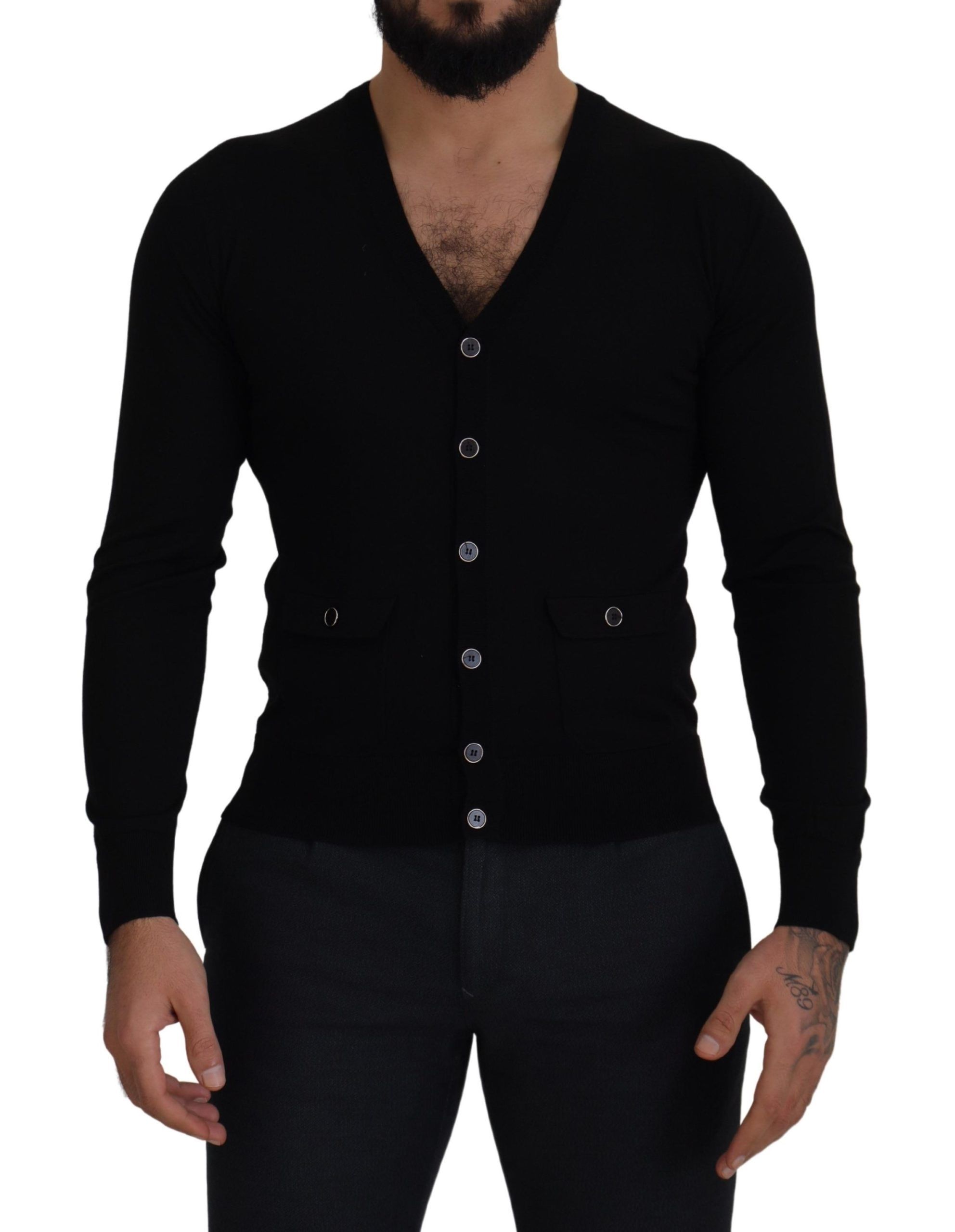 Black Dolce & Gabbana Elegant Wool Buttoned Black Cardigan IT44 | XS