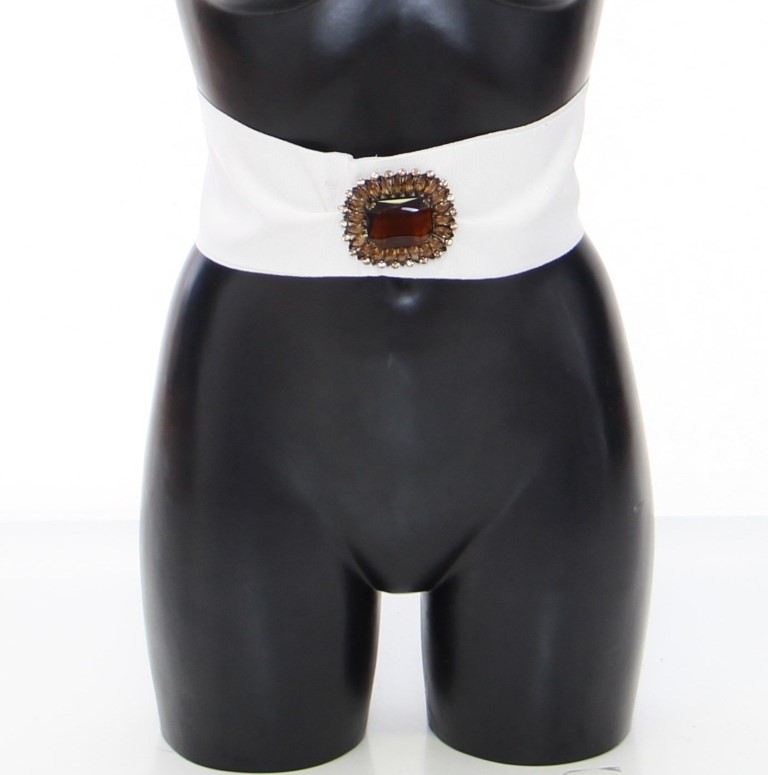 White Dolce & Gabbana Embellished Snap Button Waist Belt IT46|XL