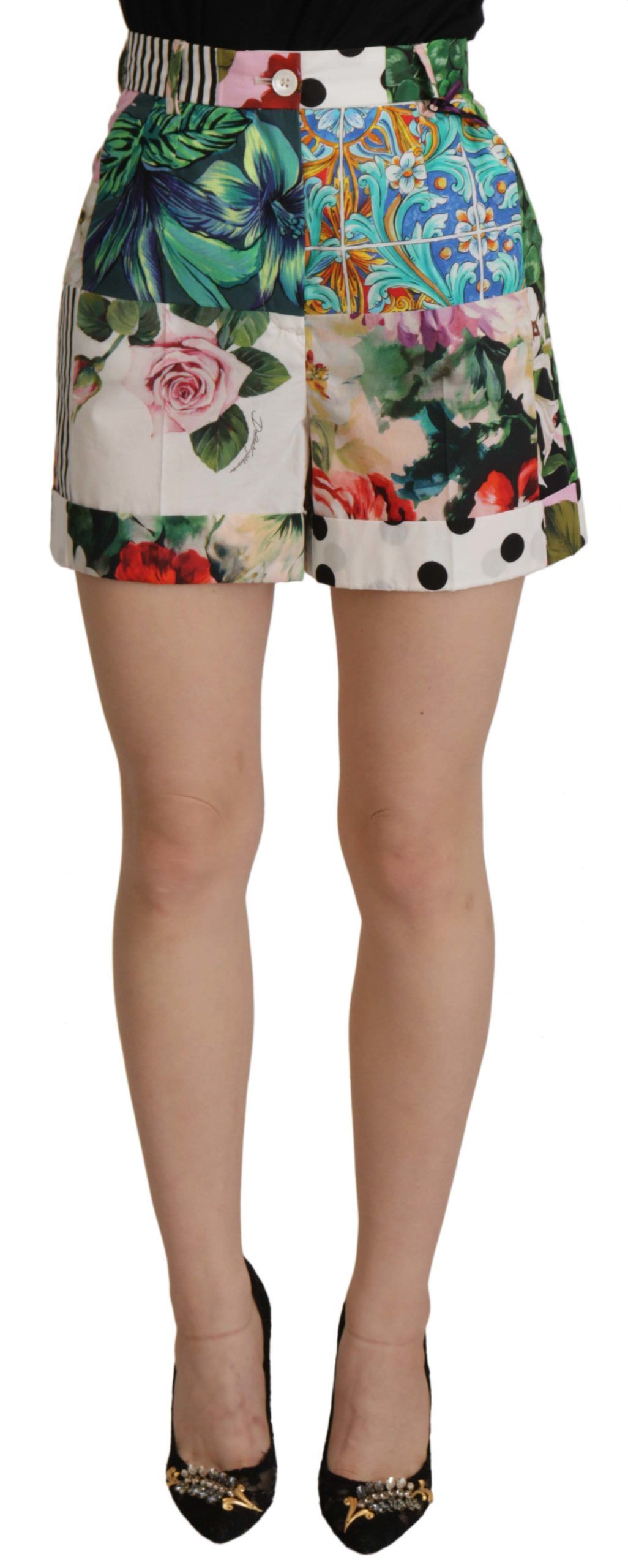Multicolor Dolce & Gabbana Floral High Waist Hot Pants Shorts IT36 | XS