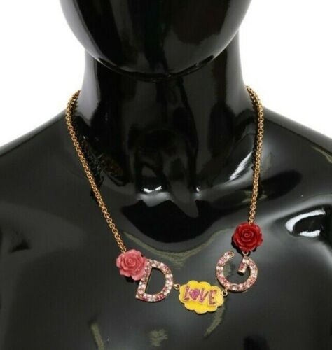 Gold Dolce & Gabbana Gold Crystal Charm Statement Necklace