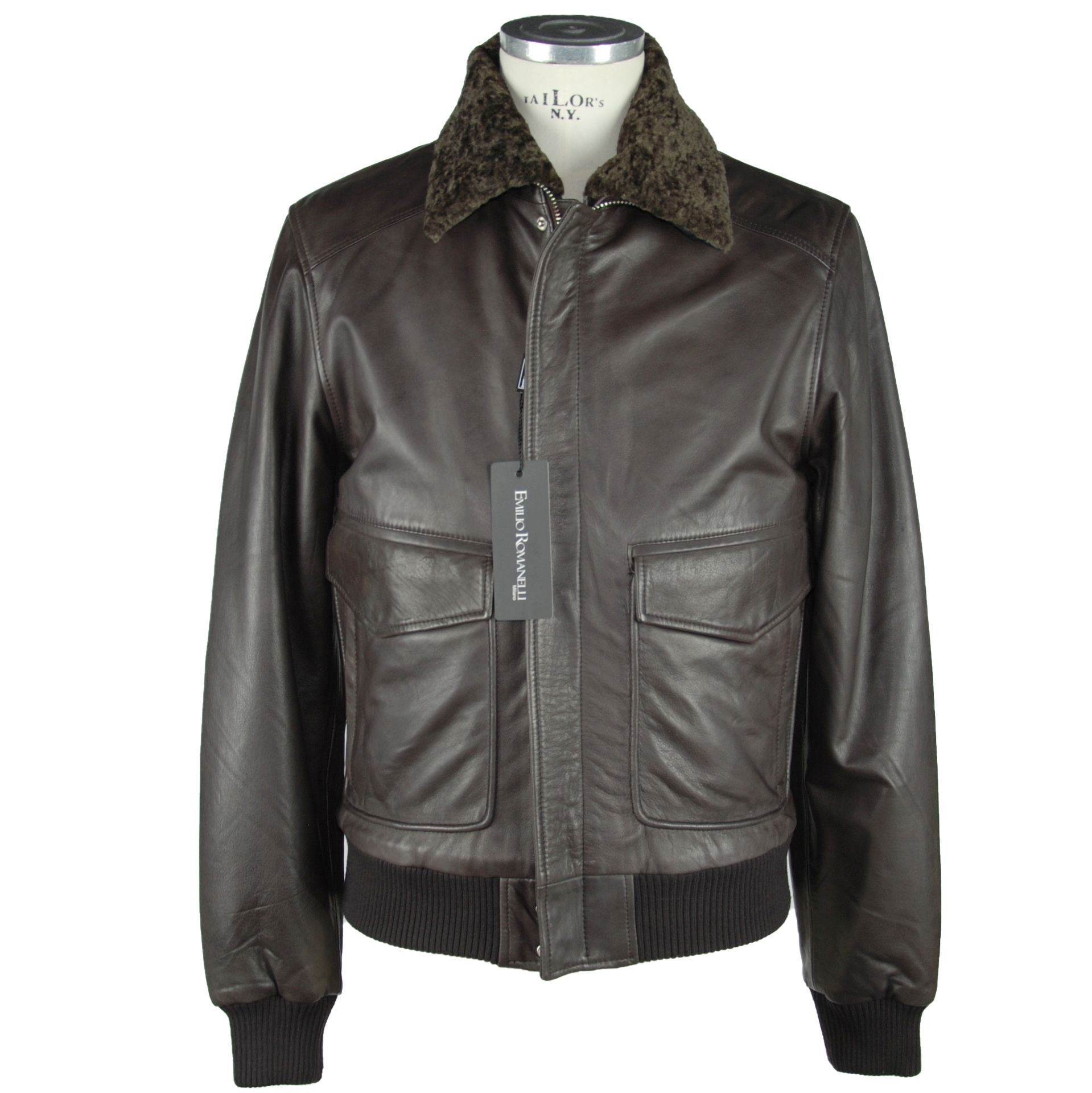 Brown Emilio Romanelli Exquisite Brown Leather Jacket IT56 | 3XL