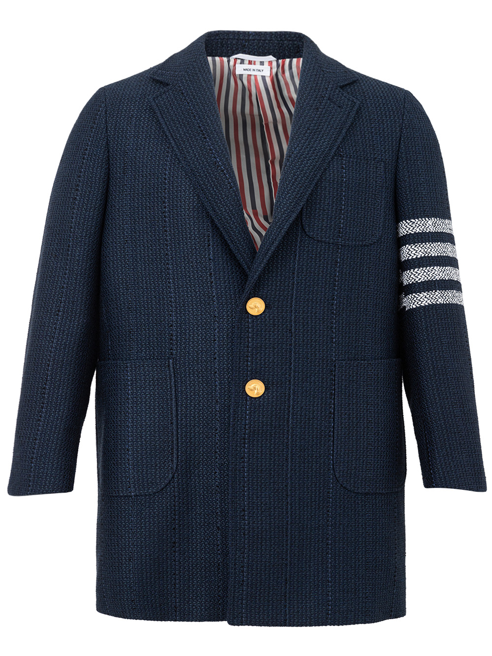 Blue Thom Browne Chesterfield Overcoat Blue in Tweed IT48 | M