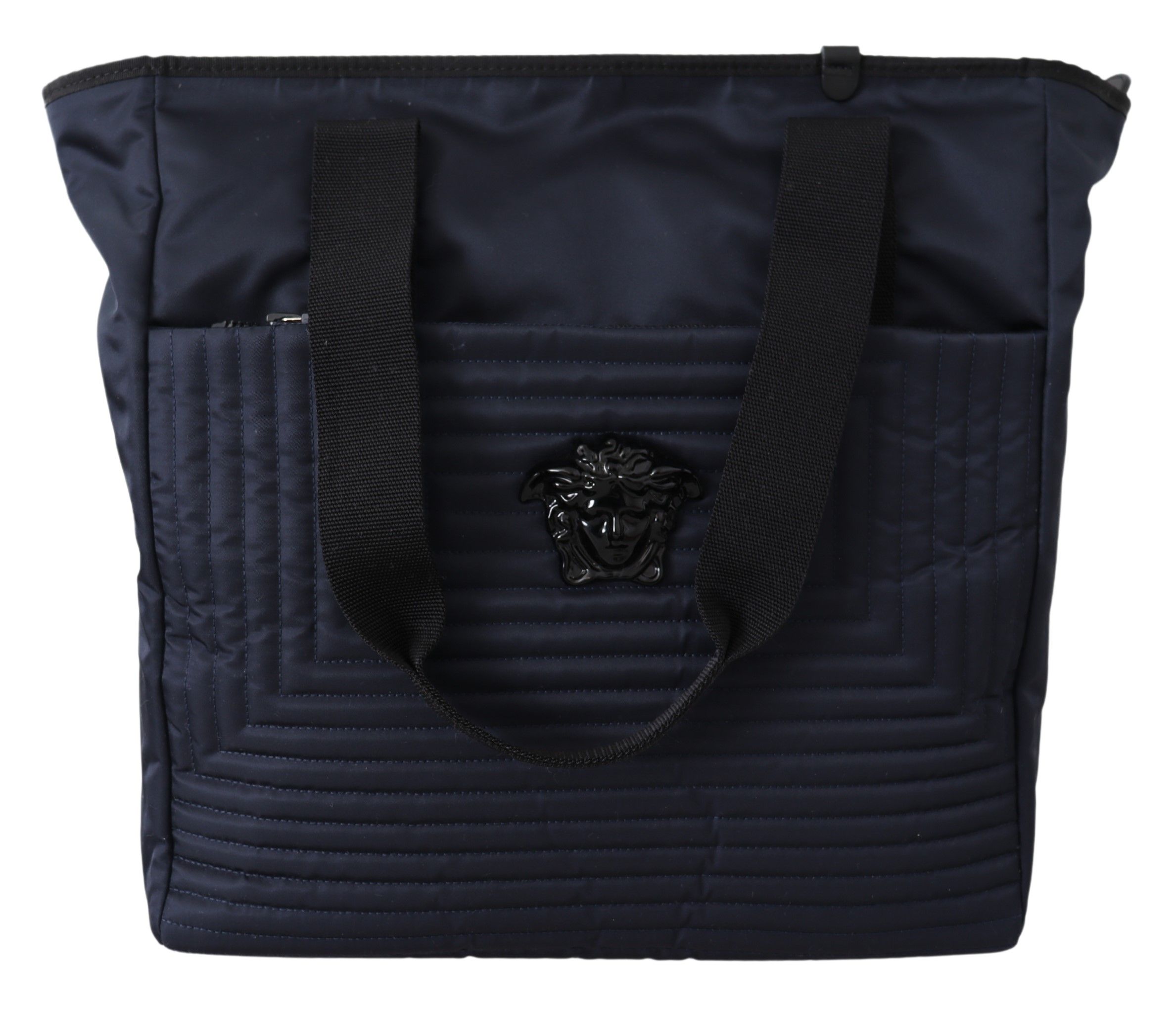 Blue Versace Elegant Blue Nylon Tote Bag