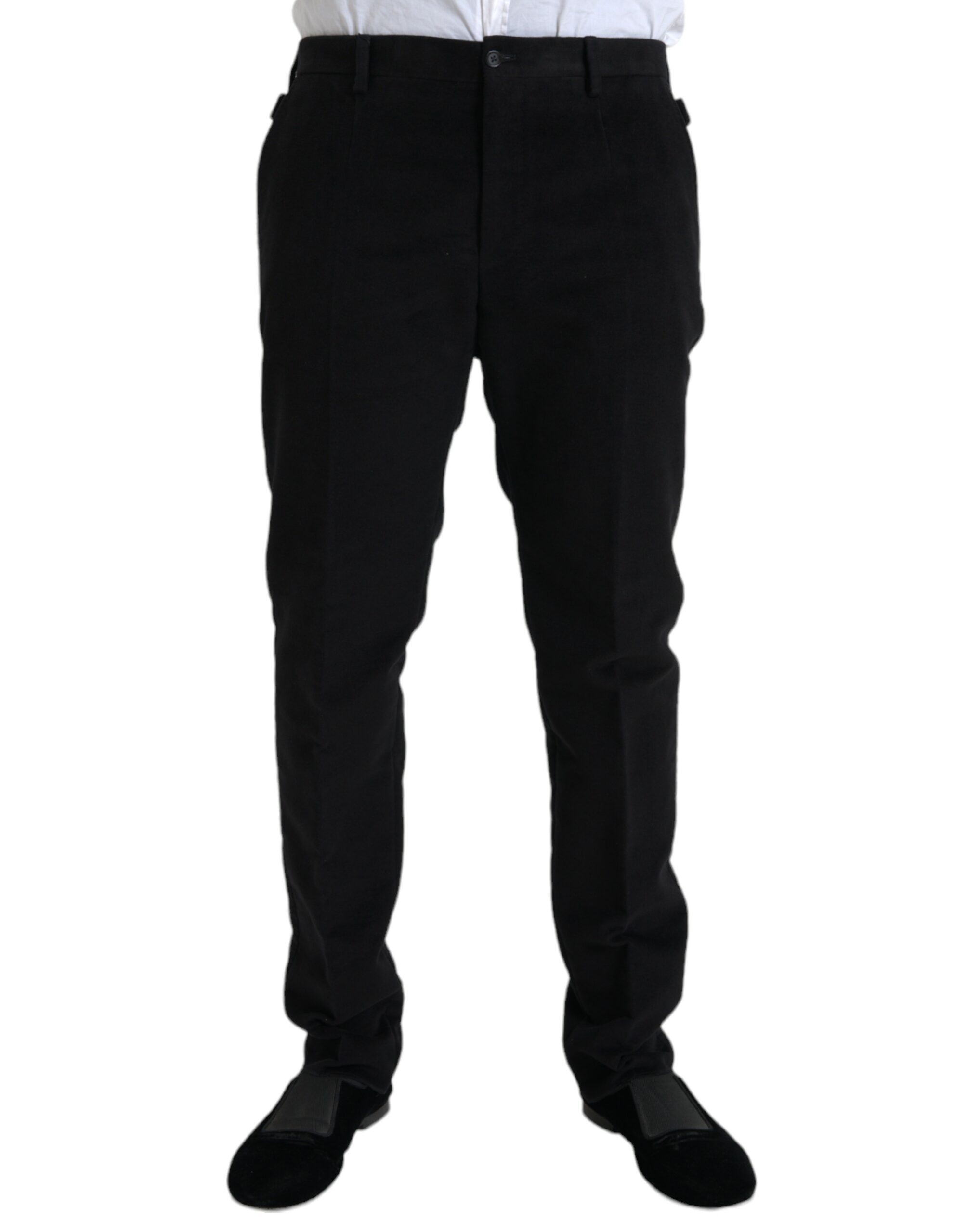 Black Dolce & Gabbana Black Cotton Velvet Skinny Pants IT52 | XL
