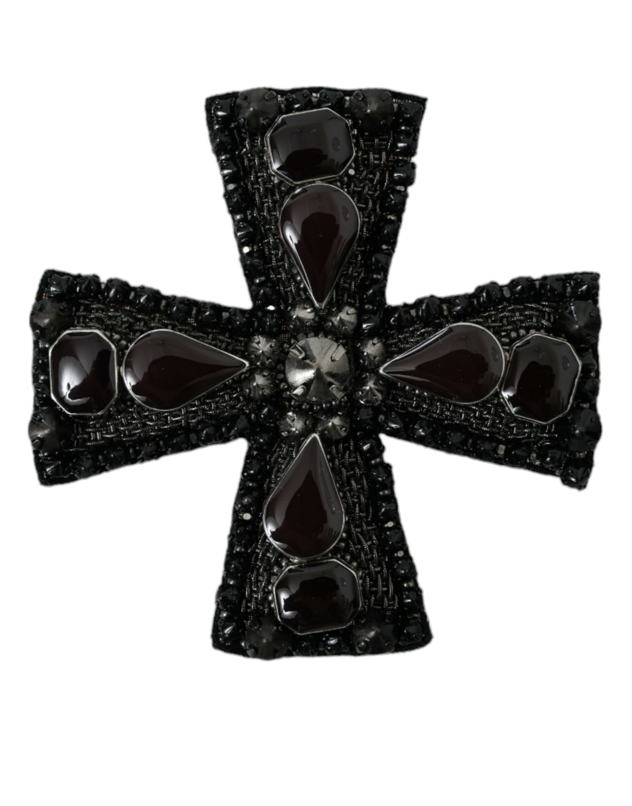 Black Dolce & Gabbana Black Crystals Embellished Cross Pin Brooch
