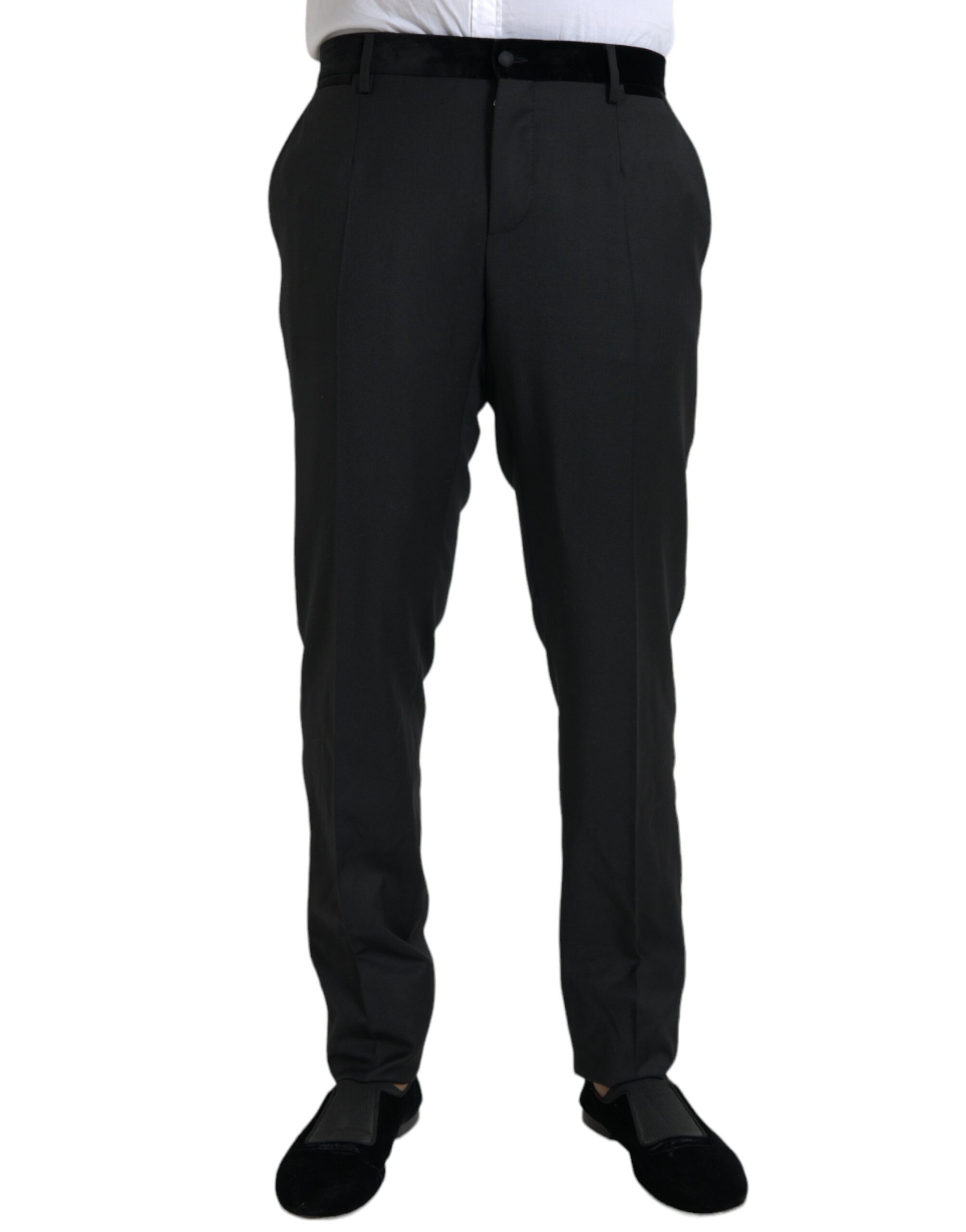 Black Dolce & Gabbana Black Silk Men Skinny Dress Pants IT54 | XL