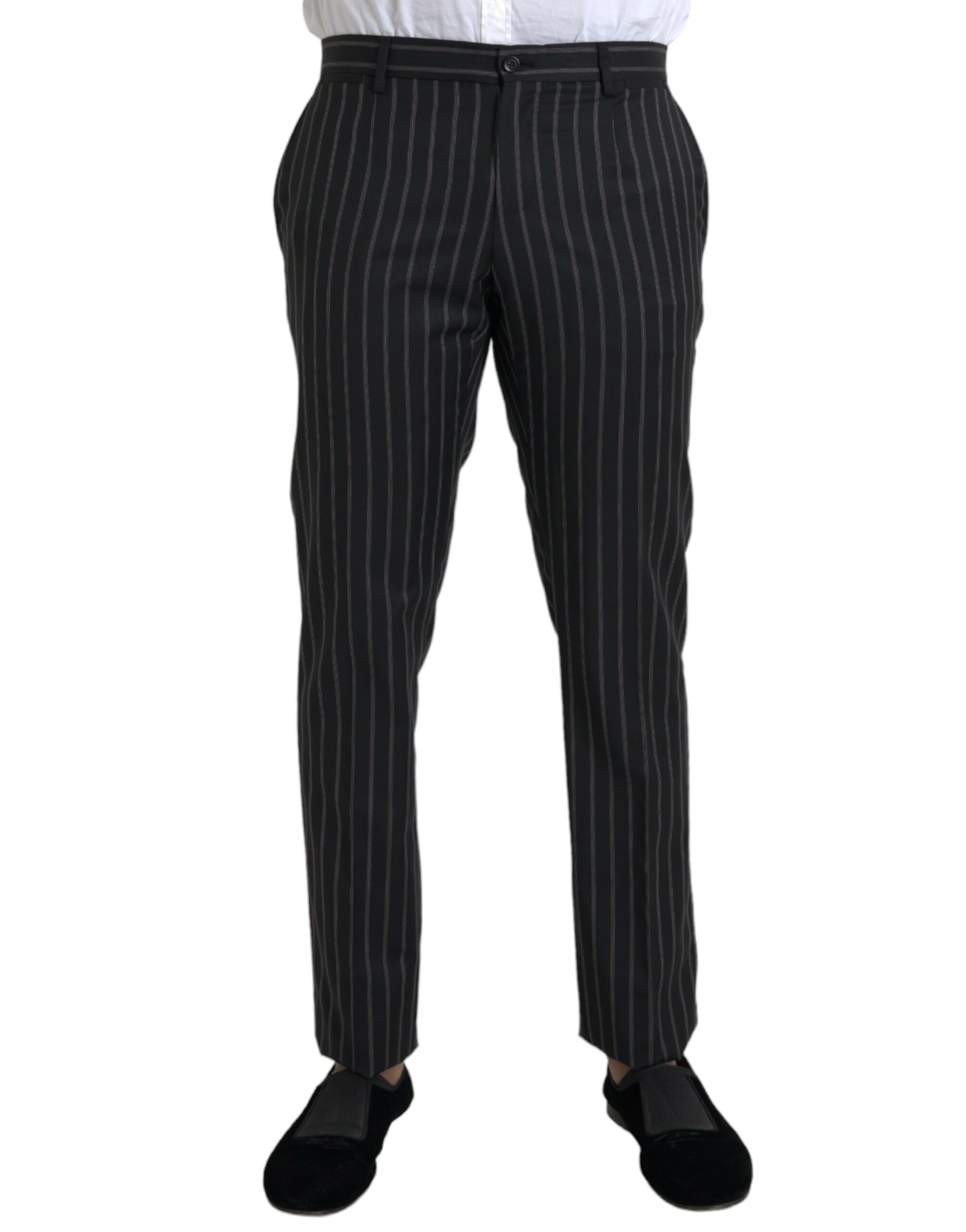 Black Dolce & Gabbana Black Striped Wool Skinny Dress Pants IT50 | L