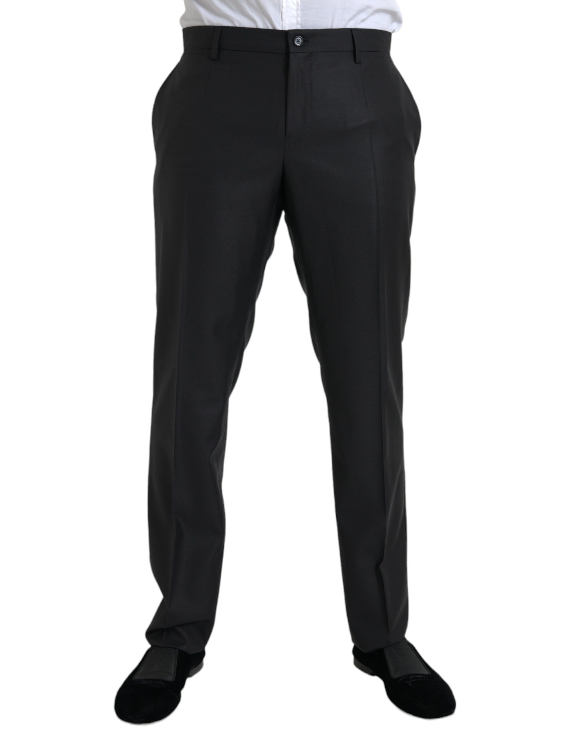 Black Dolce & Gabbana Black Wool Silk Skinny Dress Pants IT54 | XL