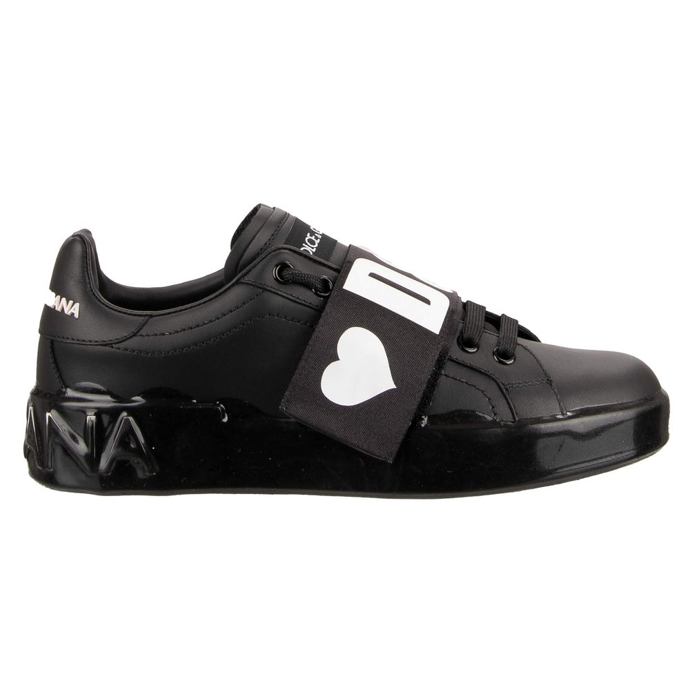 Dolce & Gabbana Chic Black Strap Leather Sneakers EU35.5/US5.5