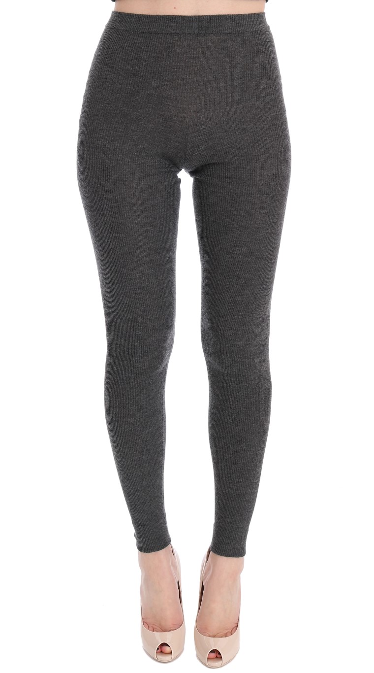 Gray Dolce & Gabbana Chic Gray High Waist Cashmere Tights Pants IT36|XXS