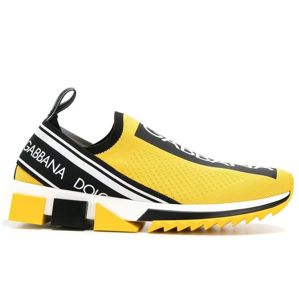 Yellow Dolce & Gabbana Chic Logo-Print Stretch Sneakers in Vibrant Yellow EU36/US6
