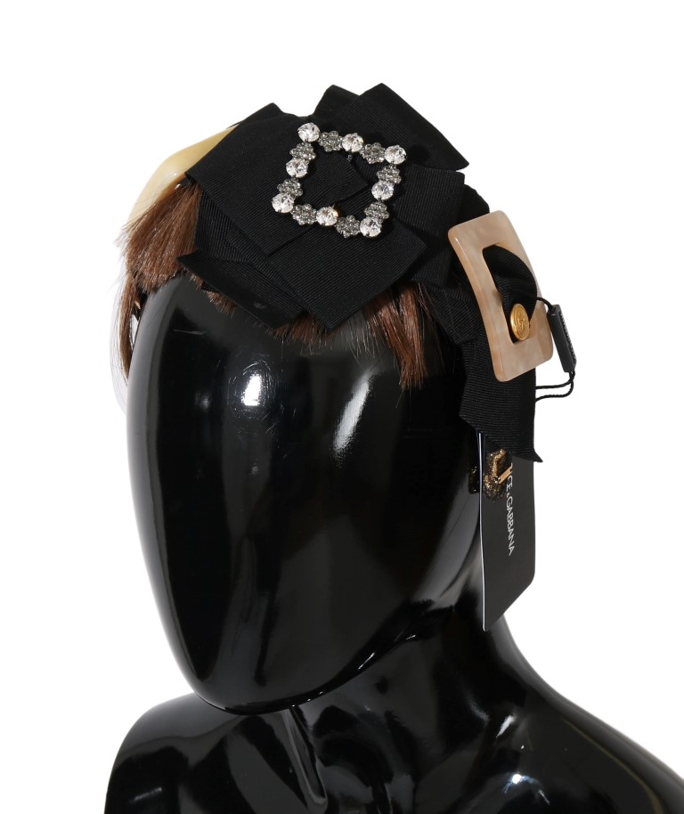 Black Dolce & Gabbana Crystal-Embellished Gold Brown Diadem Headband