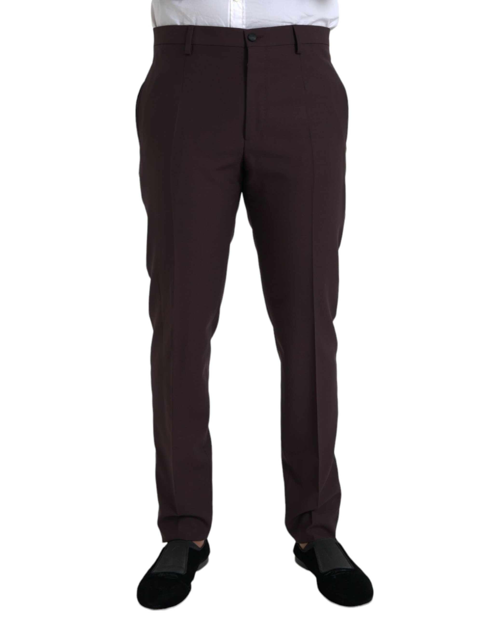 Brown Dolce & Gabbana Dark Brown Wool Slim Fit Pants IT52 | XL