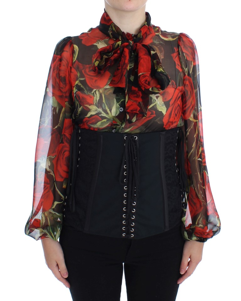 Black Dolce & Gabbana Elegant Black Floral Brocade Corset Belt IT36|XXS