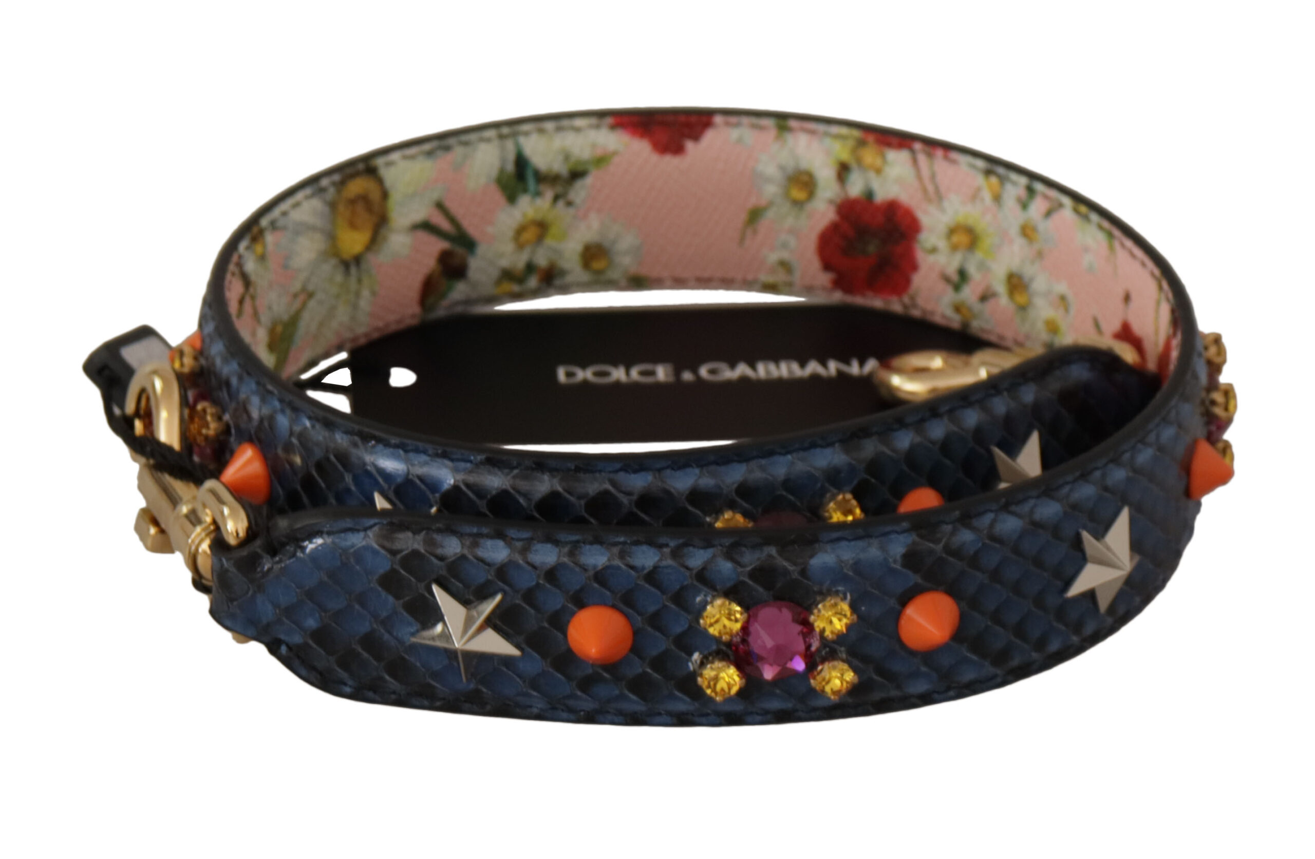 Blue Dolce & Gabbana Elegant Blue Python Leather Bag Strap