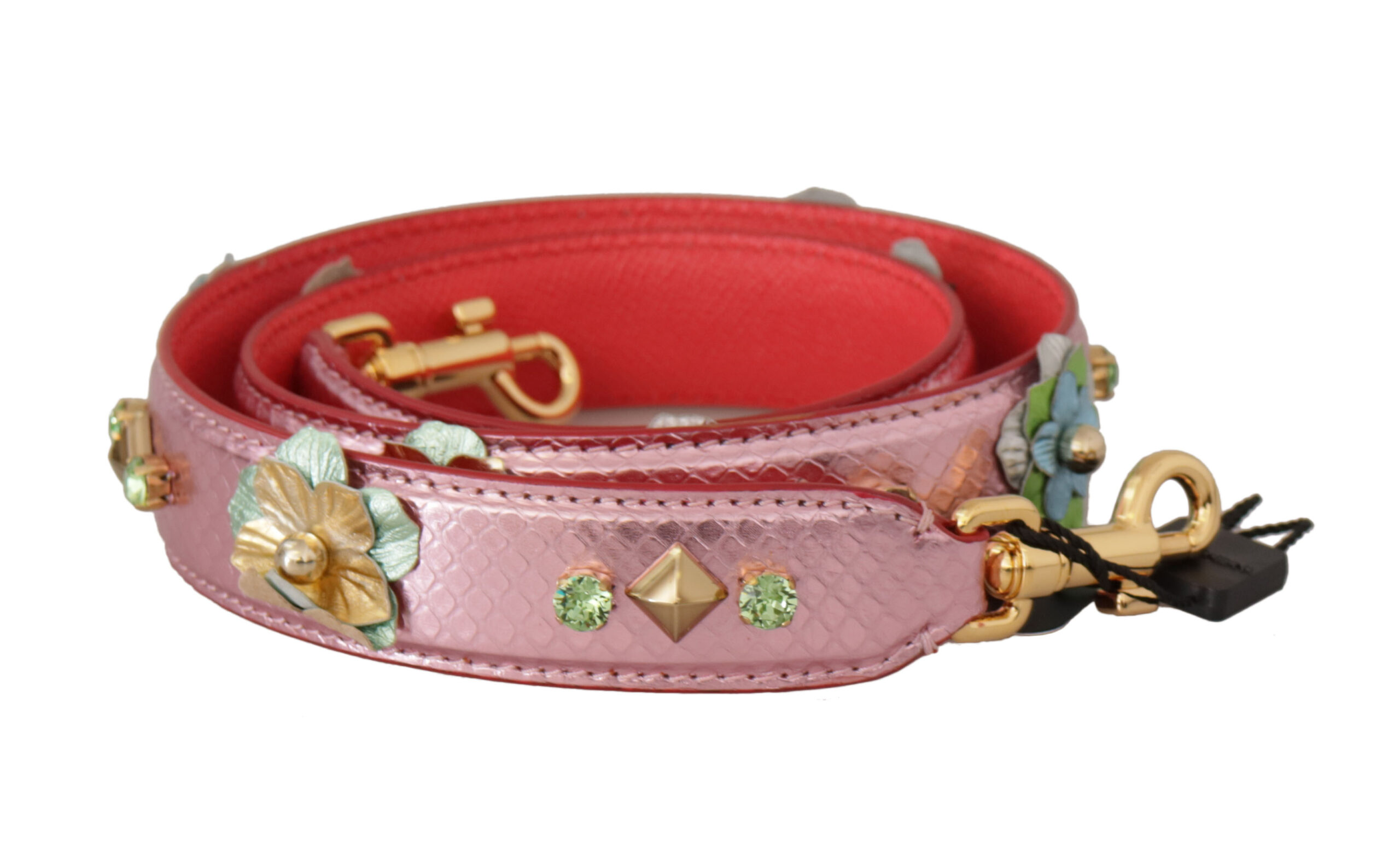 Pink Dolce & Gabbana Elegant Metallic Pink Leather Shoulder Strap