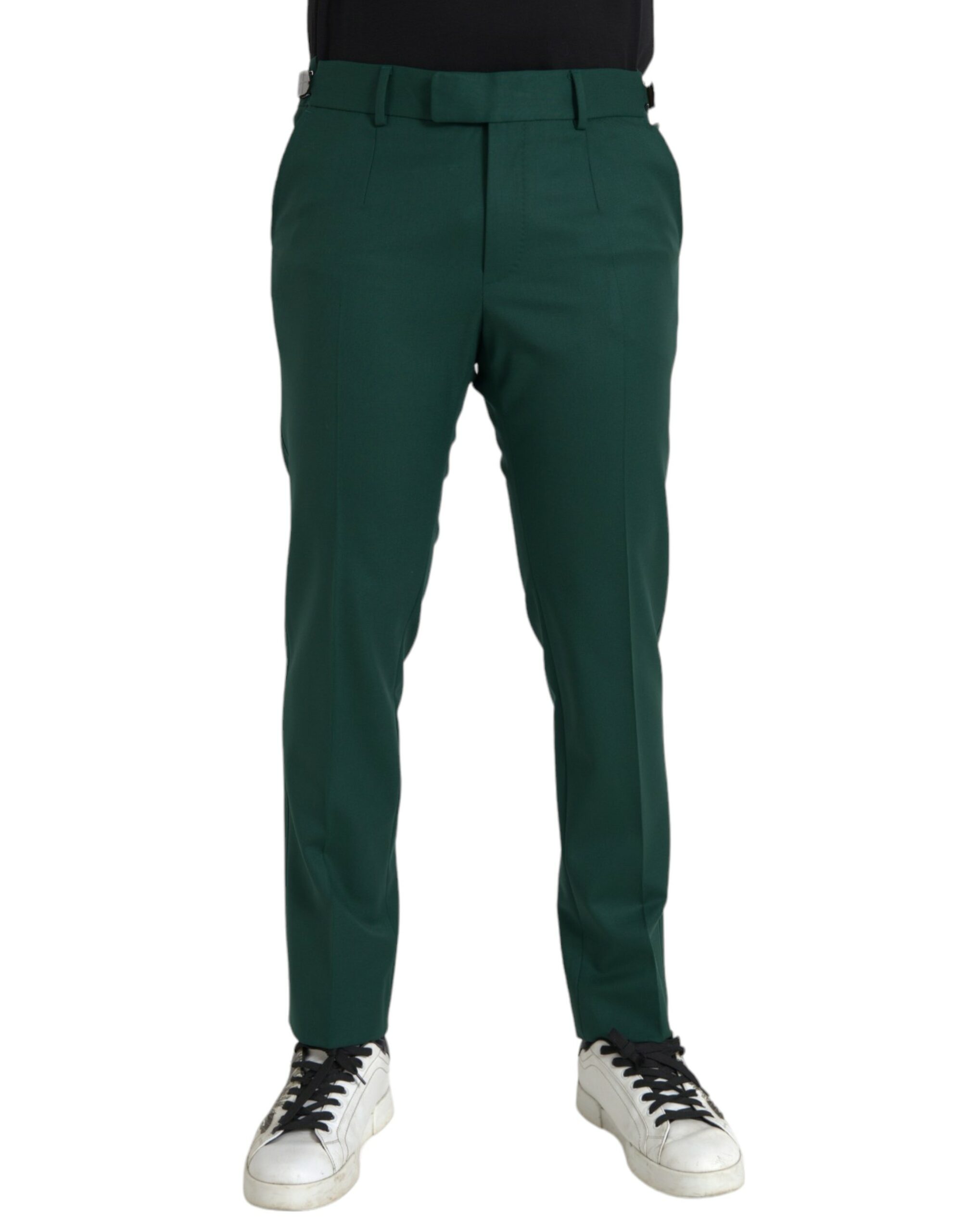 Green Dolce & Gabbana Green Wool Men Slim Fit Chino Pants IT48 | M