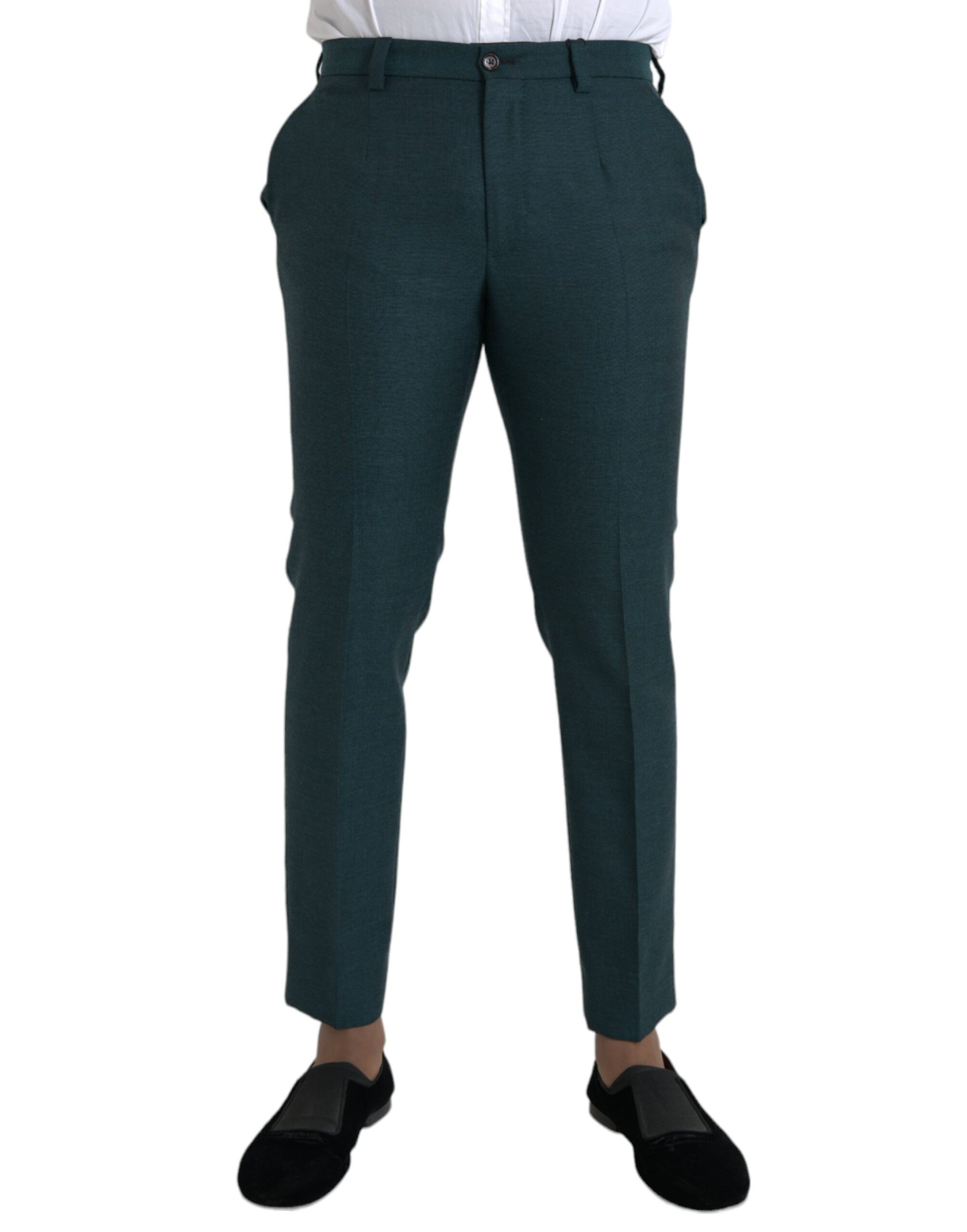 Dark Green Dolce & Gabbana Green Wool Skinny Slim Dress Pants IT48 | M