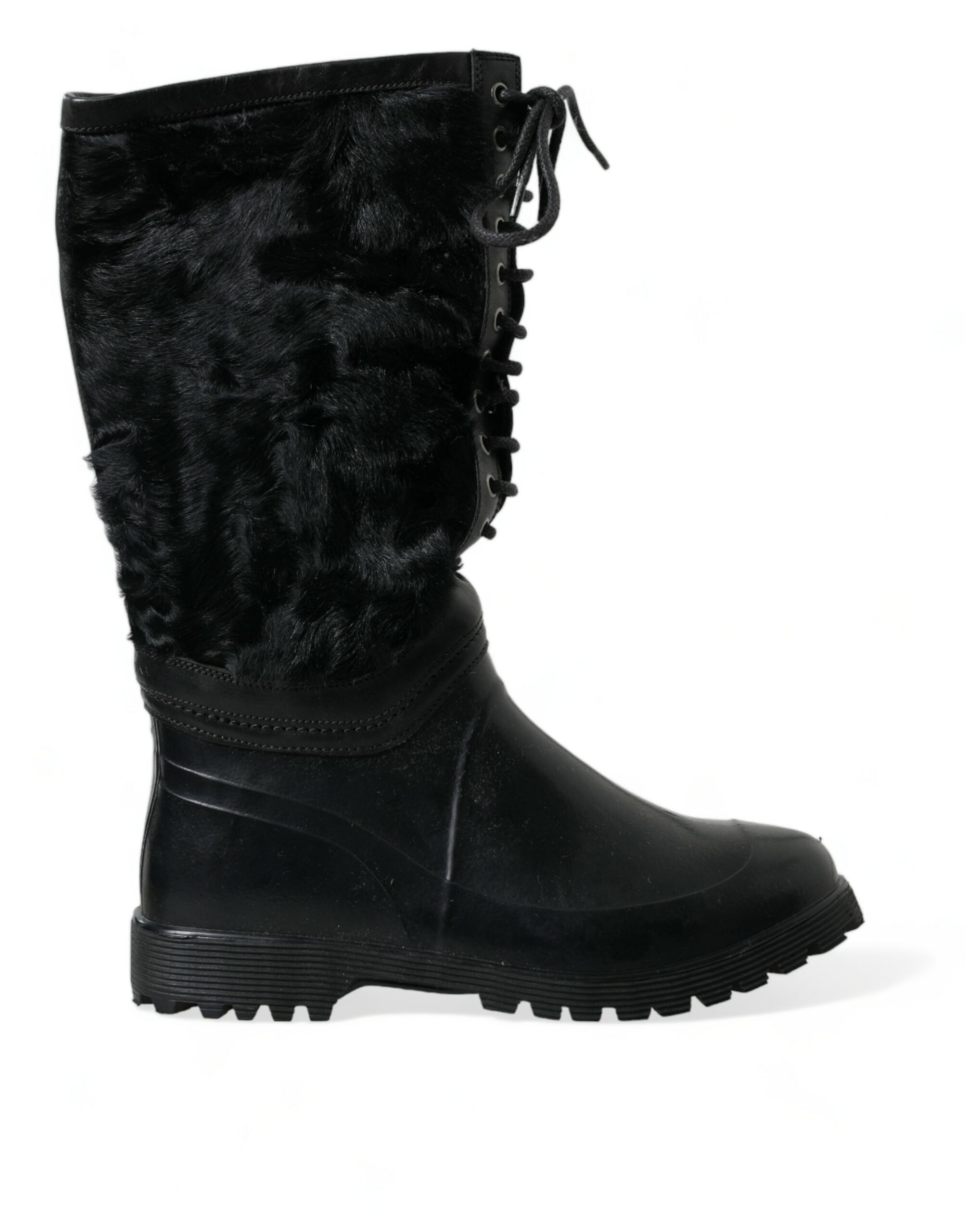 Black Dolce & Gabbana Sleek Black Shearling Mid Calf Boots EU43/US10