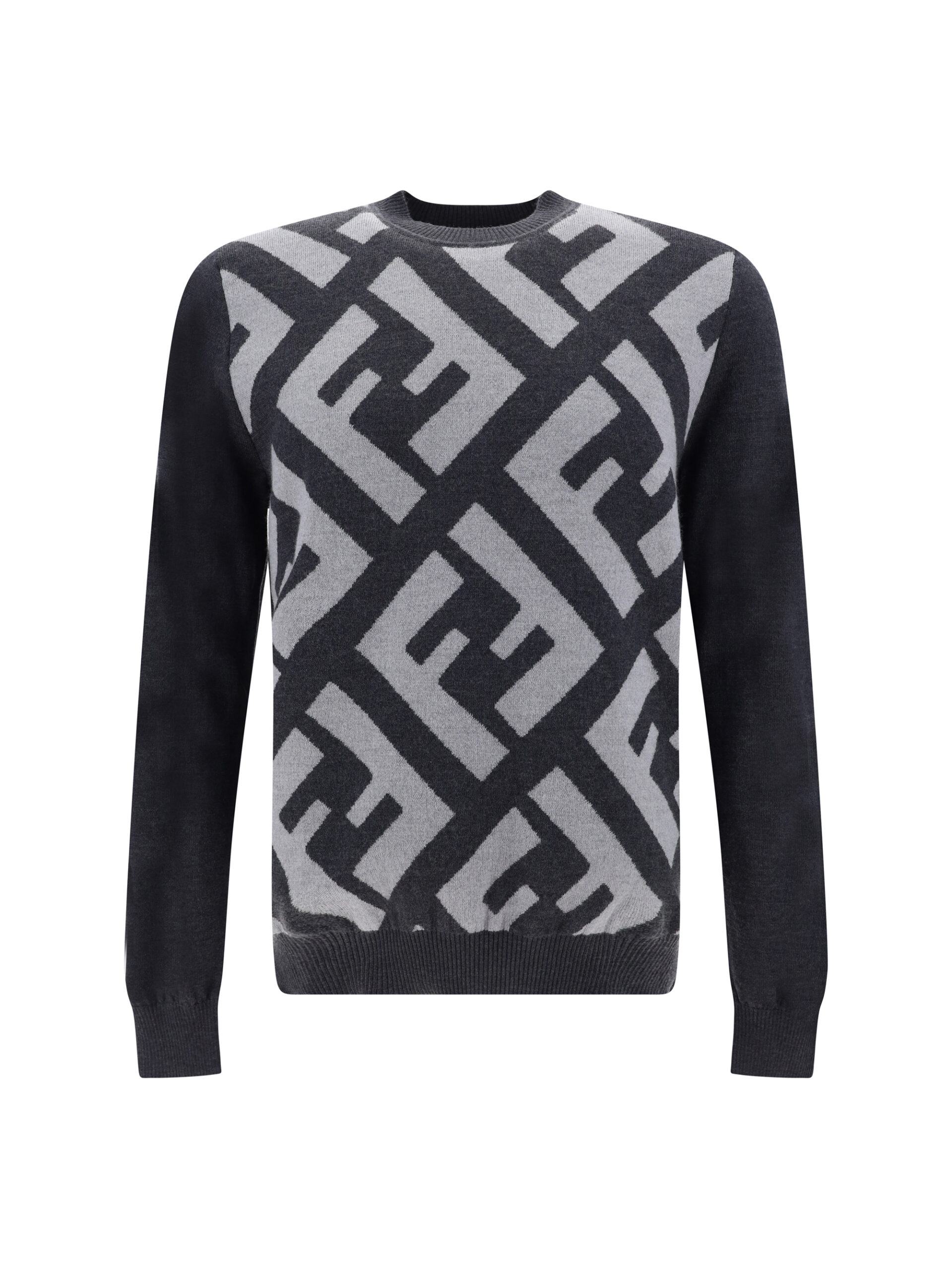 Grey Fendi Chic Grey Wool Iconic Logo Sweater 48 | M