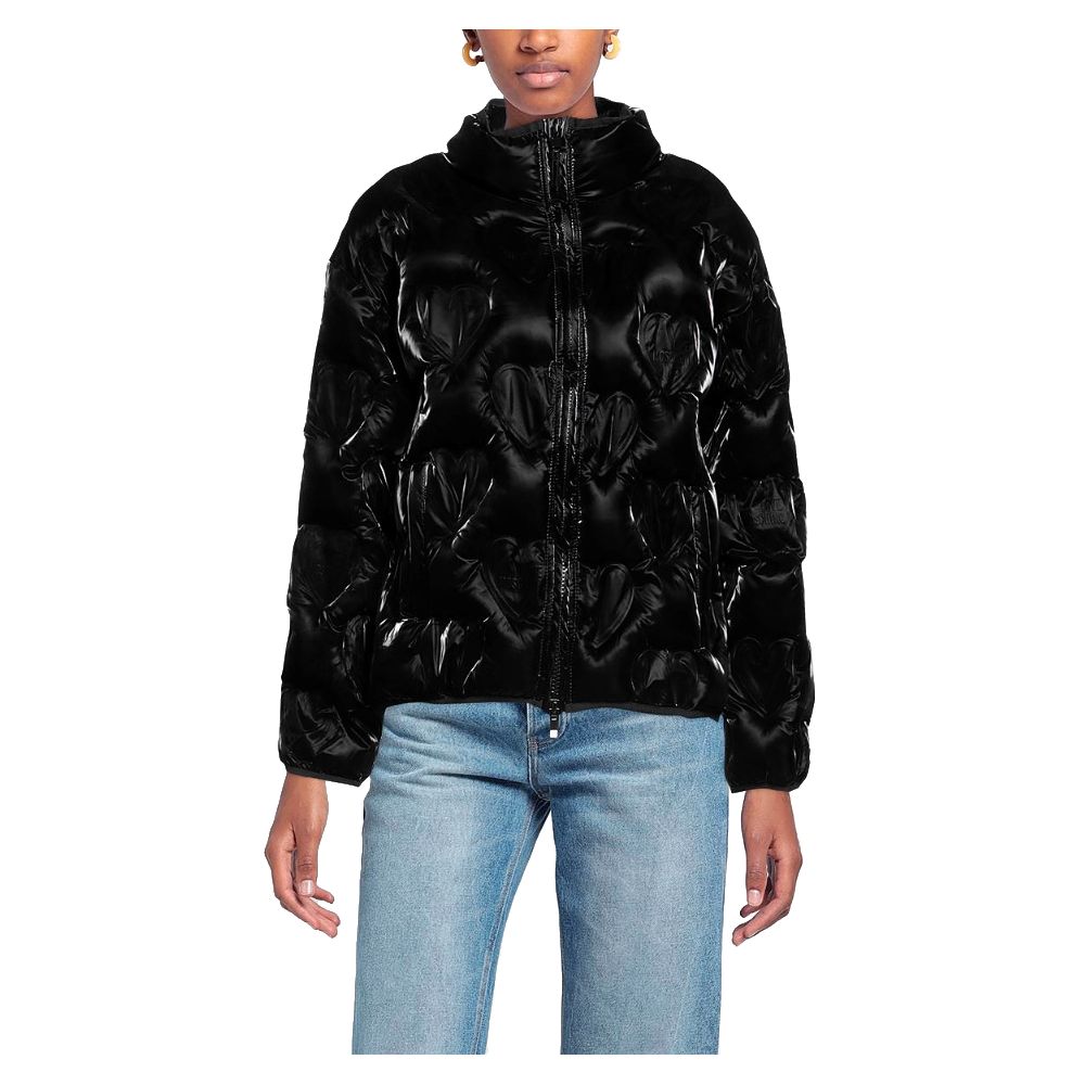 Black Love Moschino Chic Heart-Adorned Black Down Jacket IT40|S