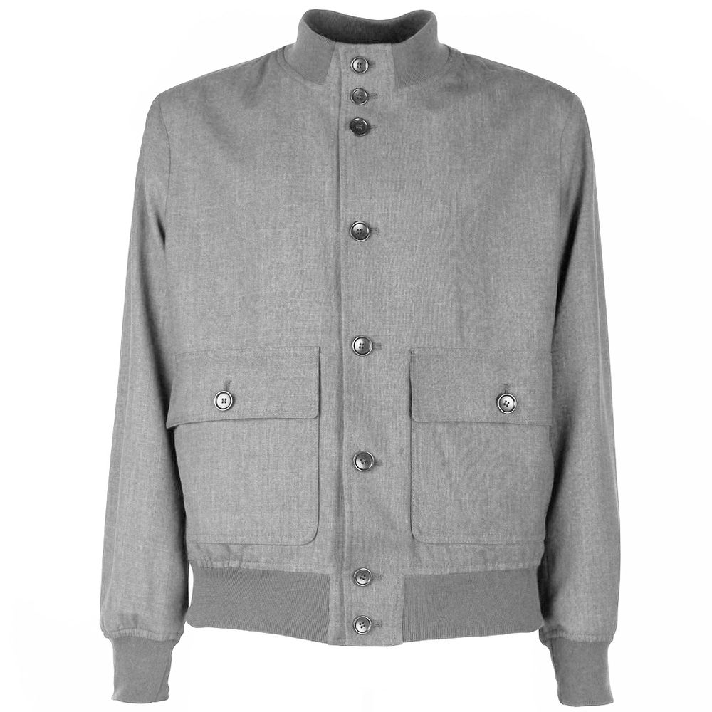 Gray Made in Italy Elegant Light Wool Silk-Linen Jacket IT46 | S