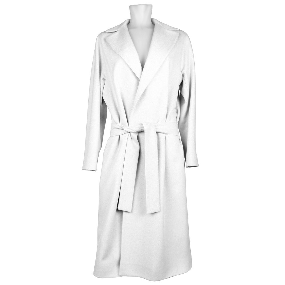 White Made in Italy Elegant White Virgin Wool Coat IT42|M